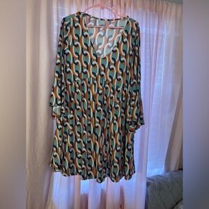 Emerald Multicolor Chain Pattern Dress